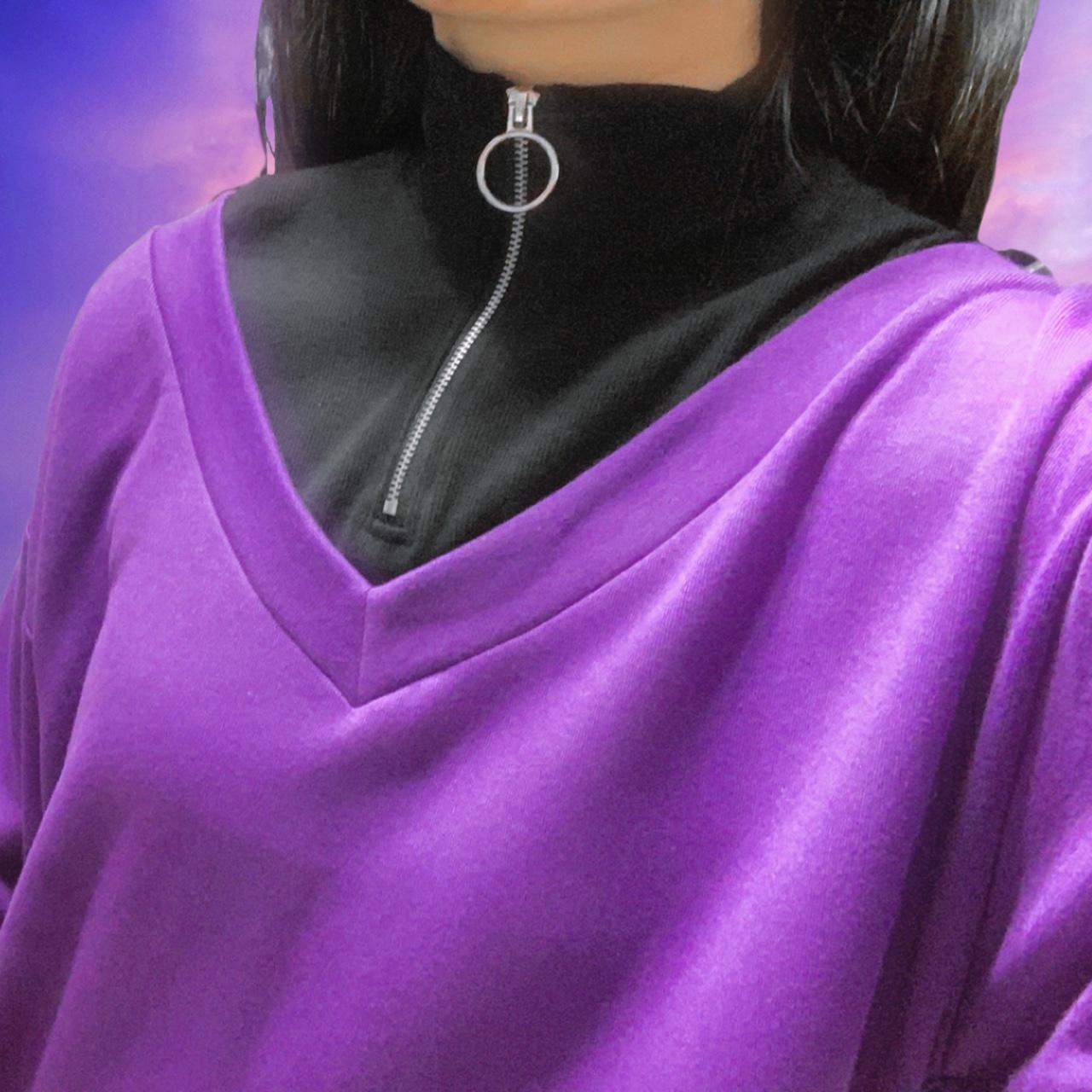 Japanese black & purple quarter O ring zipper... Depop