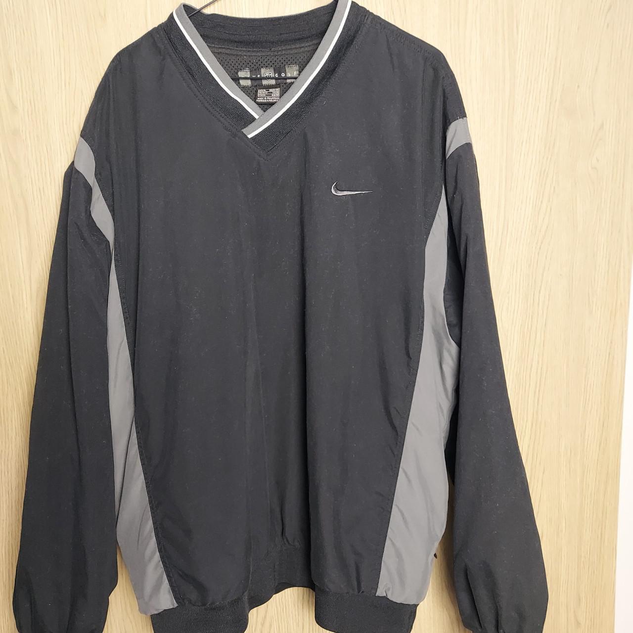 Nike Golf Vneck Sweatshirt Windbreaker Black/Grey... Depop