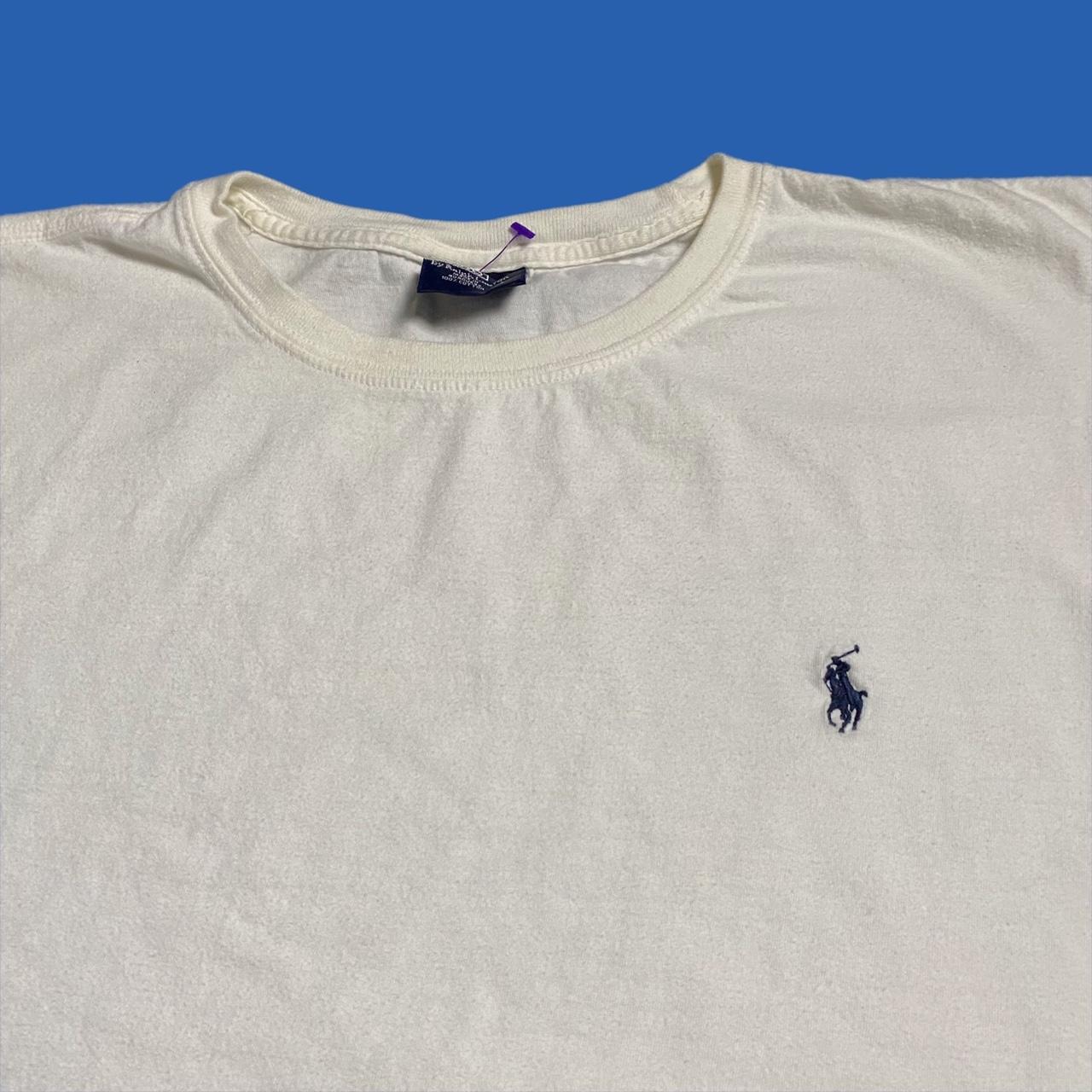 Polo Ralph Lauren Men's White and Blue T-shirt | Depop