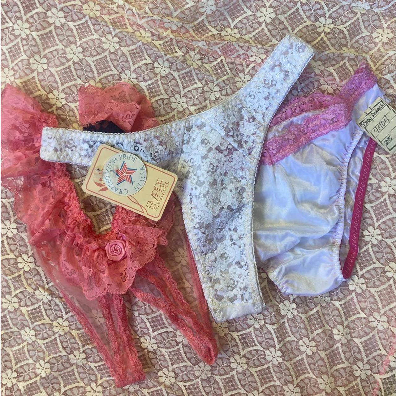 Women's Pink and White Panties | Depop