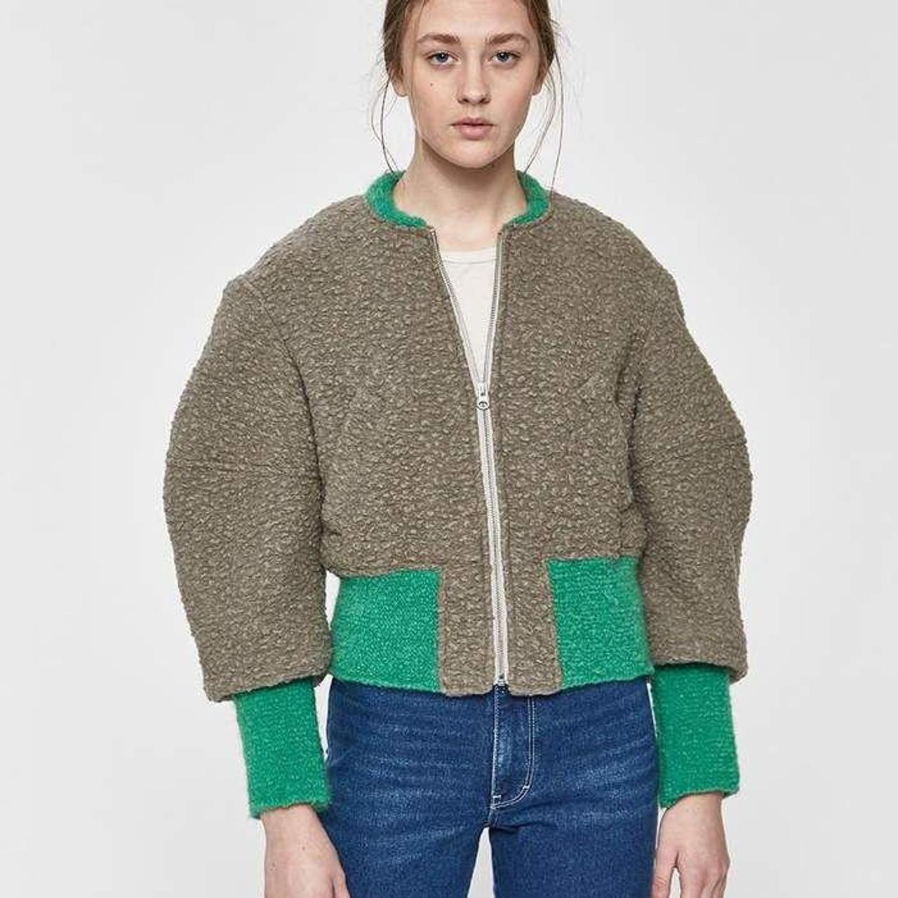 Eckhaus Latta wool bomber jacket in green and... - Depop