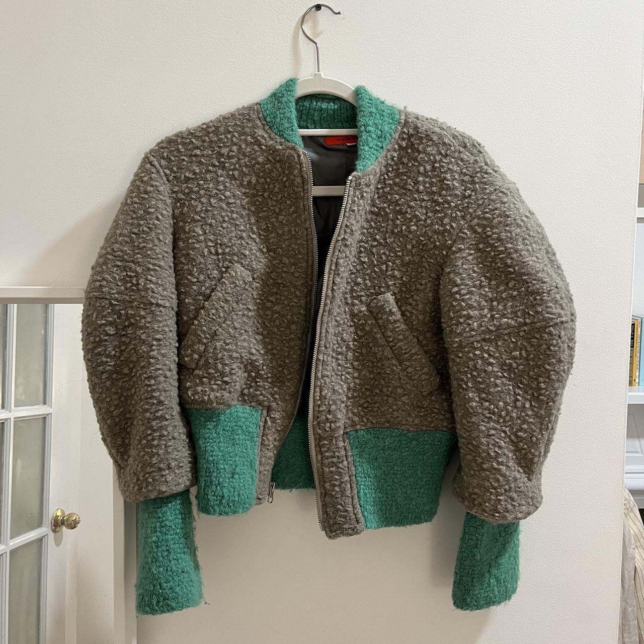 Eckhaus Latta wool bomber jacket in green and... - Depop