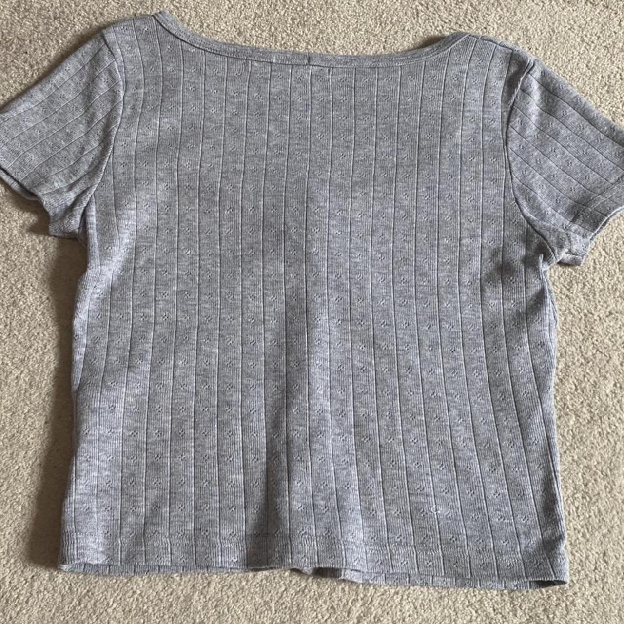 Brandy Melville Grey Zelly top, labelled as a size... - Depop