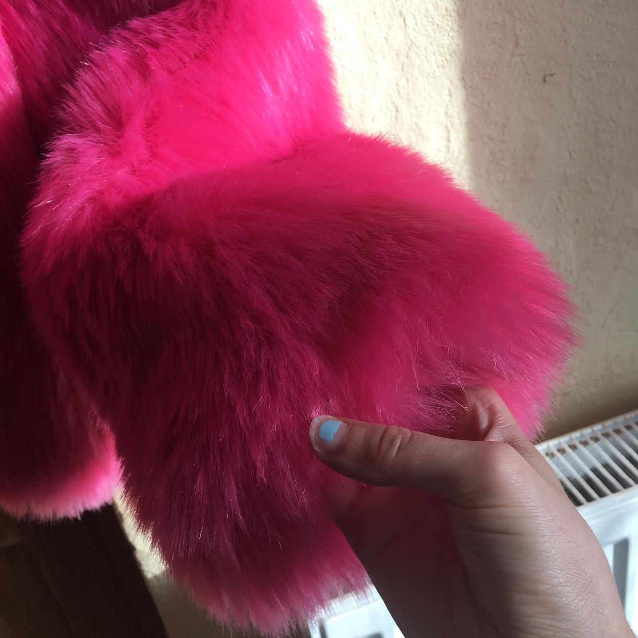 Hot Pink Fox Fur Collar