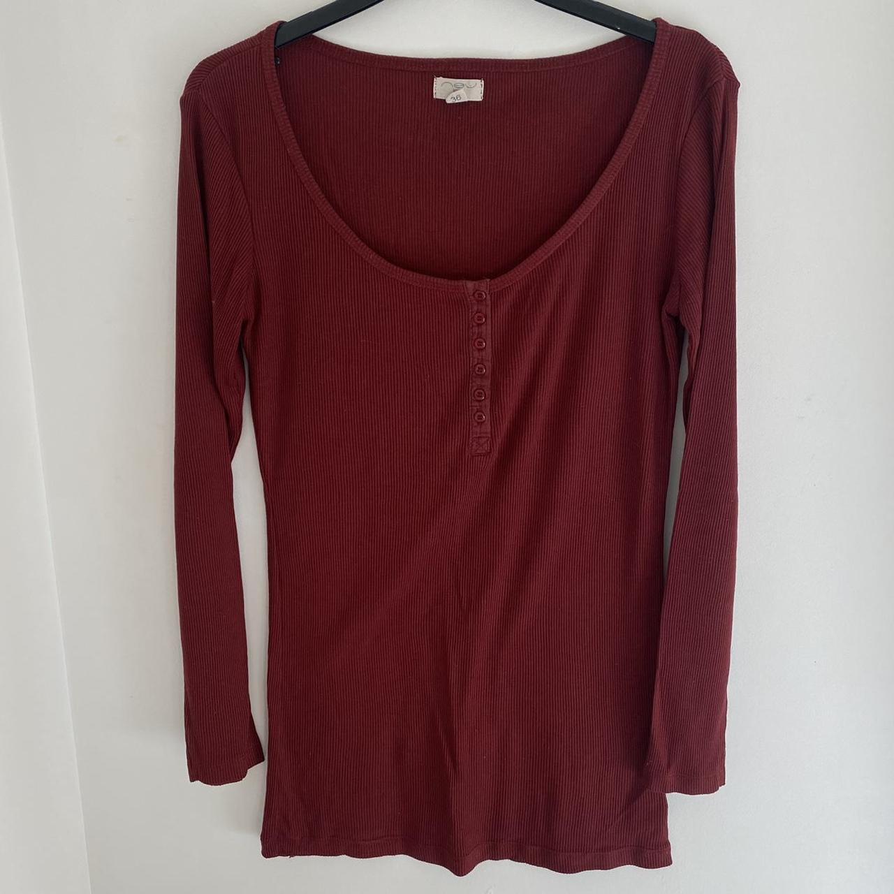 ️ New look Burgundy red casual ribbed top size 8 ️ - Depop