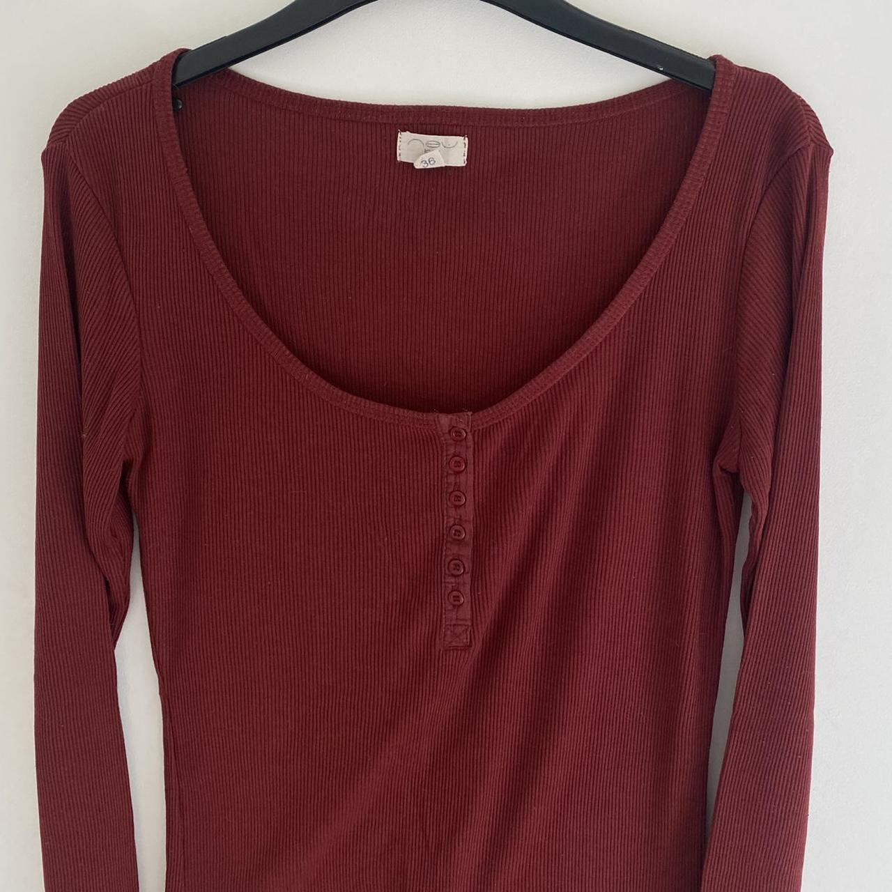 ️ New look Burgundy red casual ribbed top size 8 ️ Depop