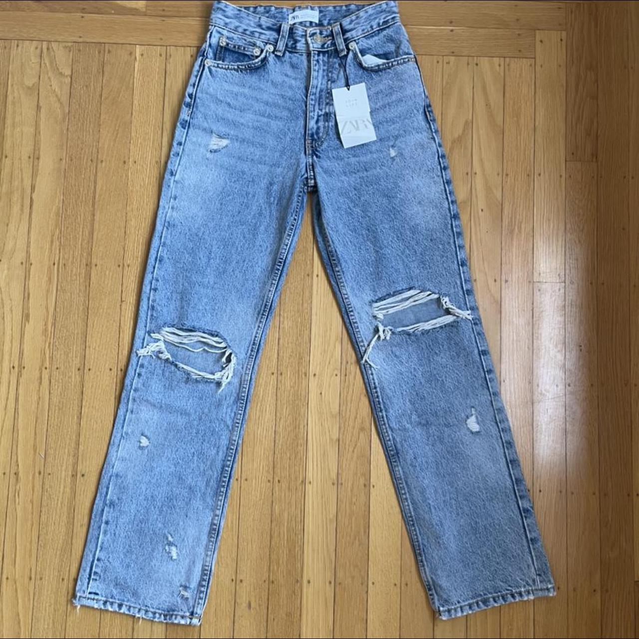 New with tags! 🏷 Zara Ripped Stain Dye Jean Size:... - Depop