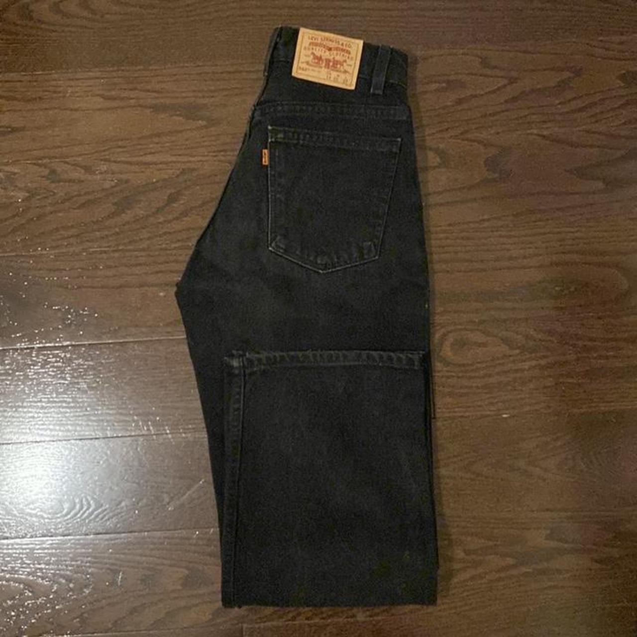 Orange tab black vintage Levis, high rise, wide leg.... - Depop