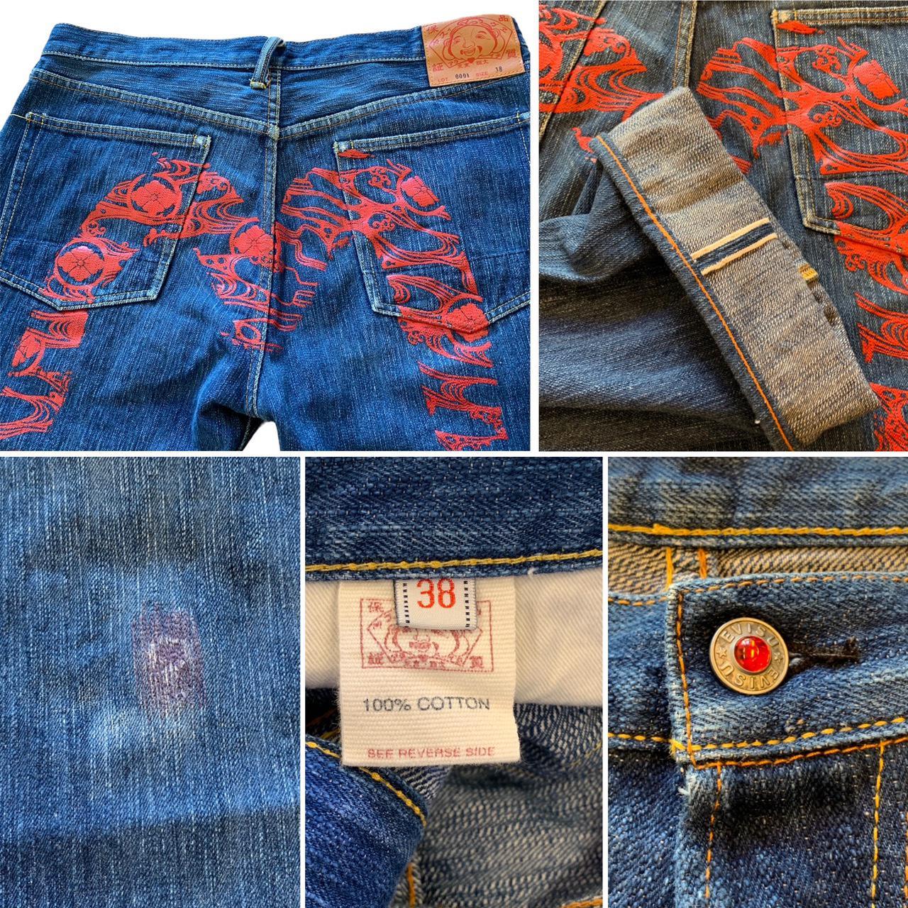 EVISU Lot. 0001 Red Monogram Daicock jeans... - Depop