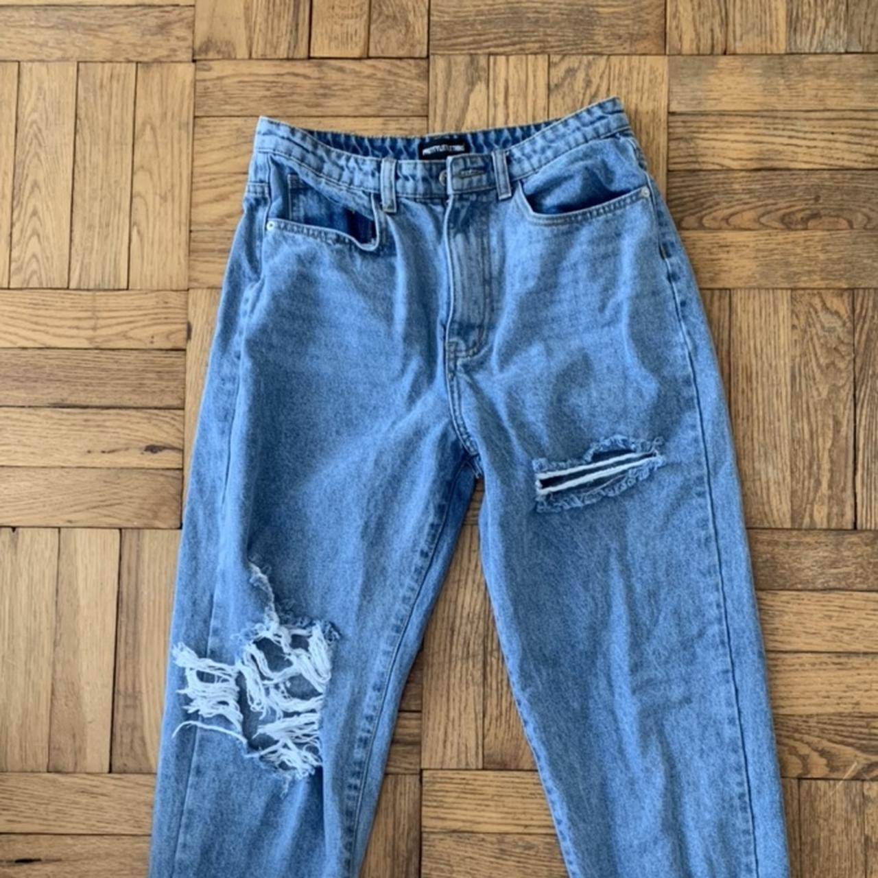 Pretty Little Thing high waisted distressed jeans.... Depop