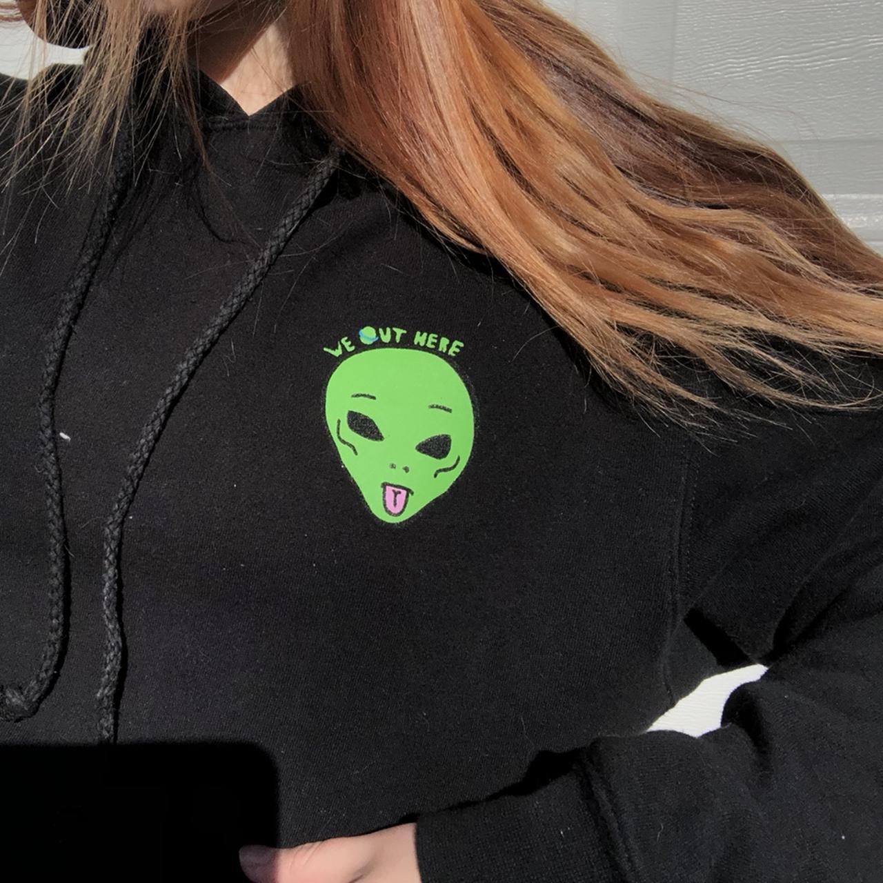 We out here deals alien hoodie