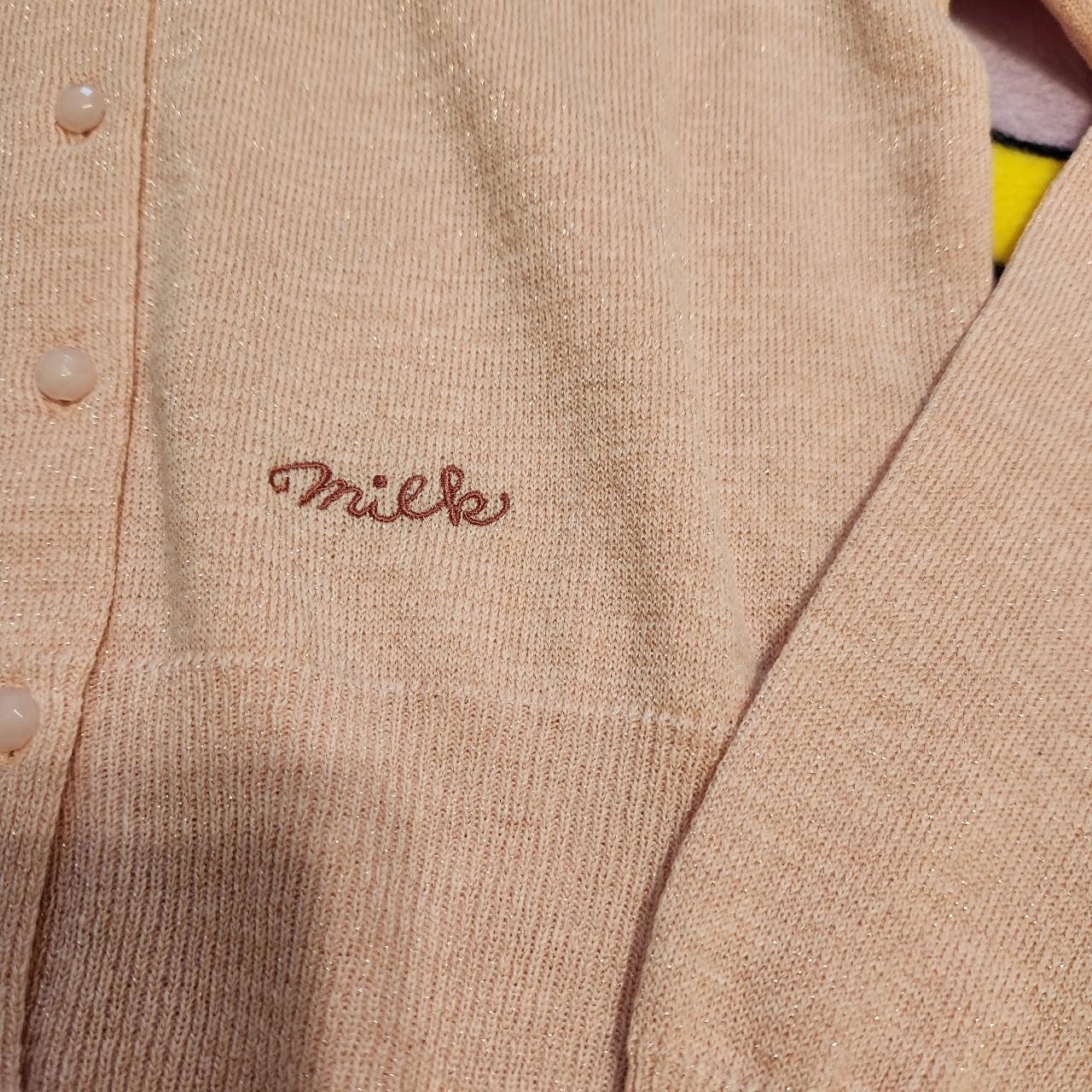 Milk pink razzle dazzle logo embroidery cardigan... Depop