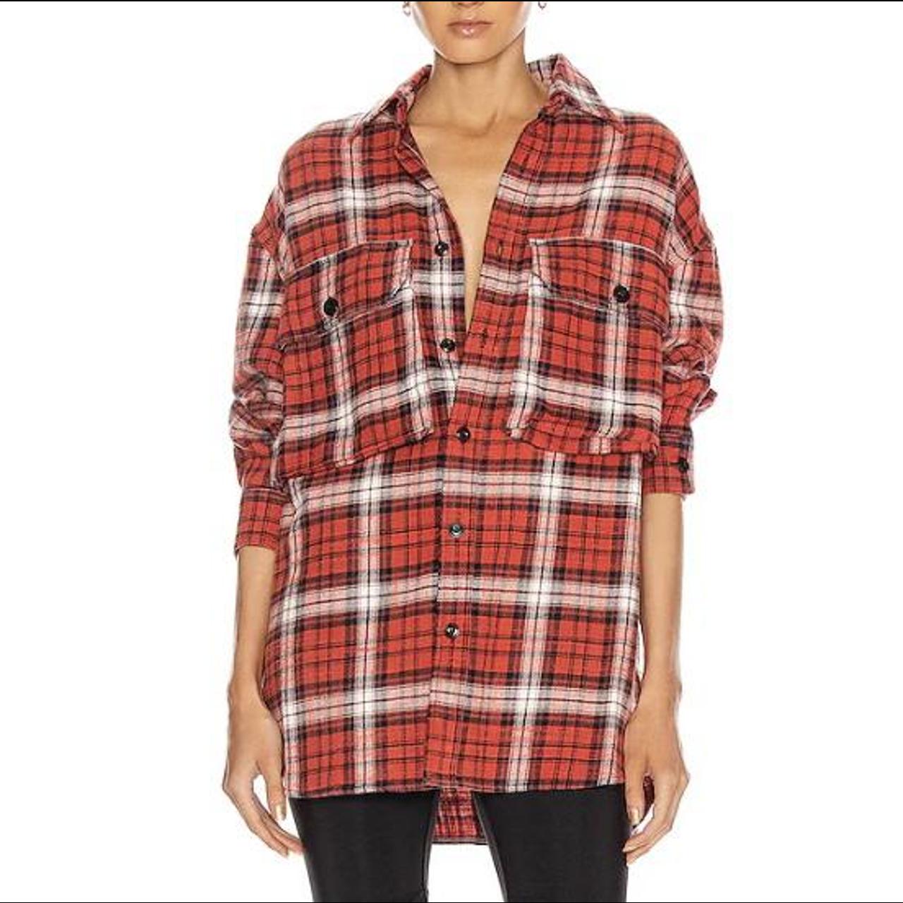 R13 Red Plaid Oversize Shirt Size S Button front