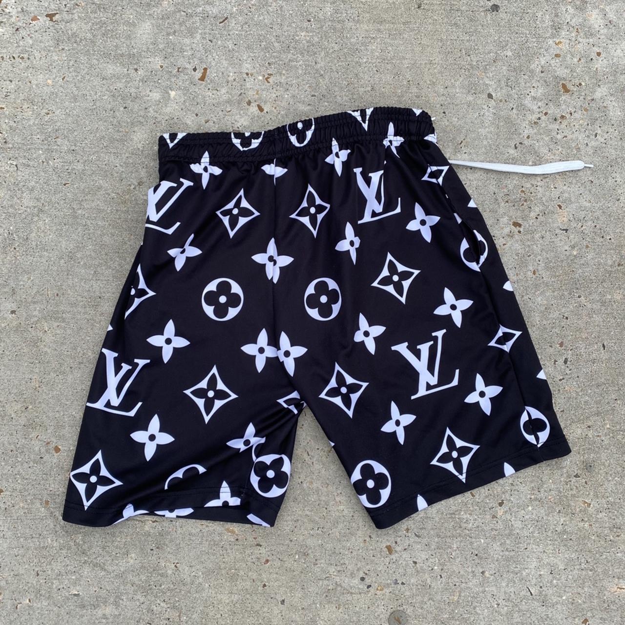 Black and White Custom LV Shorts (SIZE MEDIUM IS - Depop