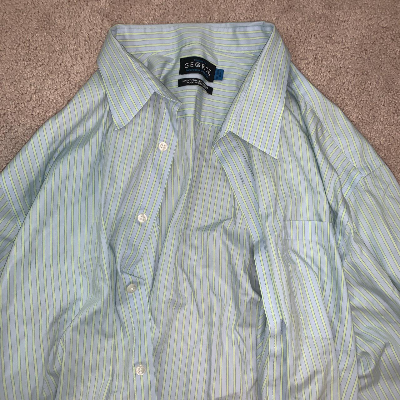 george dress shirt (yellow and light blue) in... - Depop