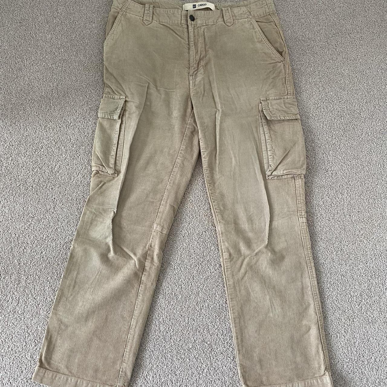 Vintage Gap cream corduroy cargo pants Straight... - Depop