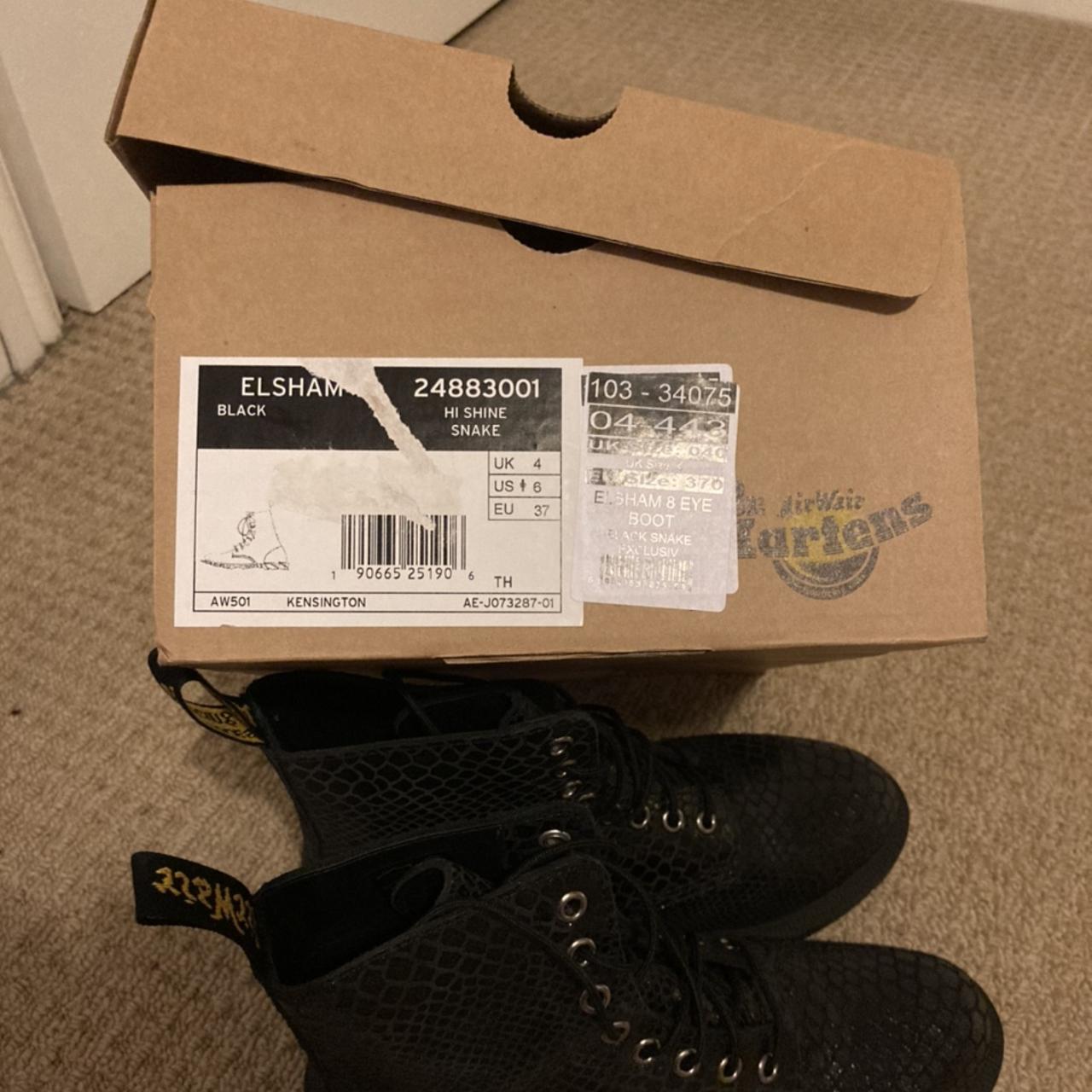 Dr Martens Core 1460 Black Hi Shine Snake 8 Eye. Depop