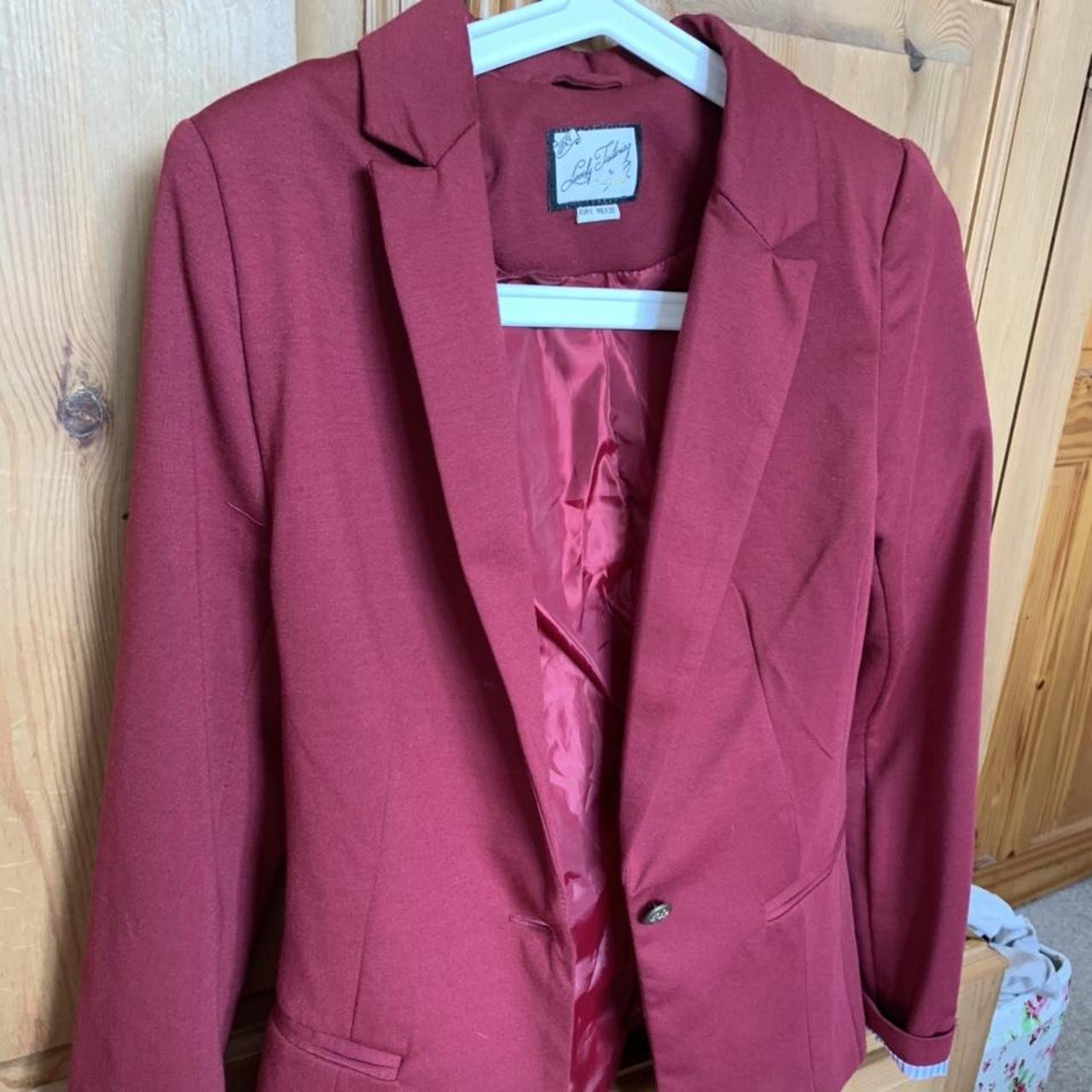 Pull&Bear burgundy blazer with stripes on the... - Depop