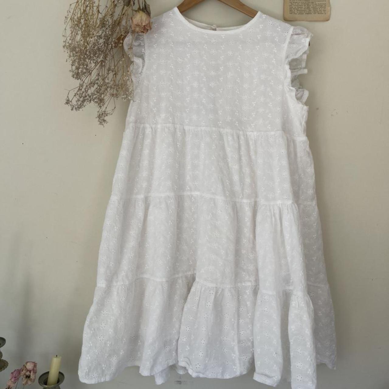Cute crochet mini dress. Has a button clasp at the... - Depop