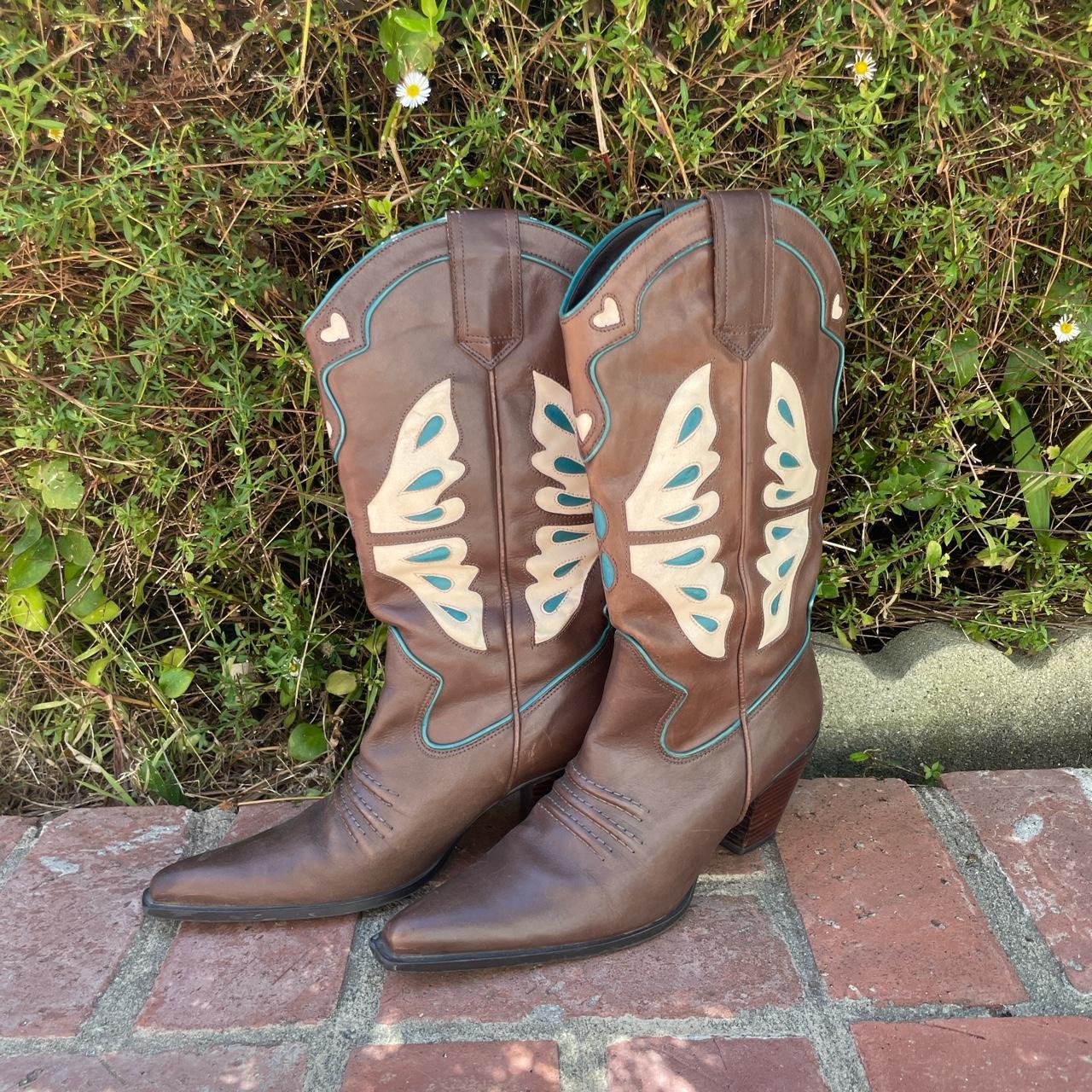 Brown Boots Nine West Butterfly Cowboy Boots Gorgeous Brown