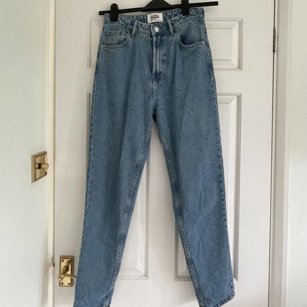 Blue denim zara jeans only worn once or twice in... - Depop