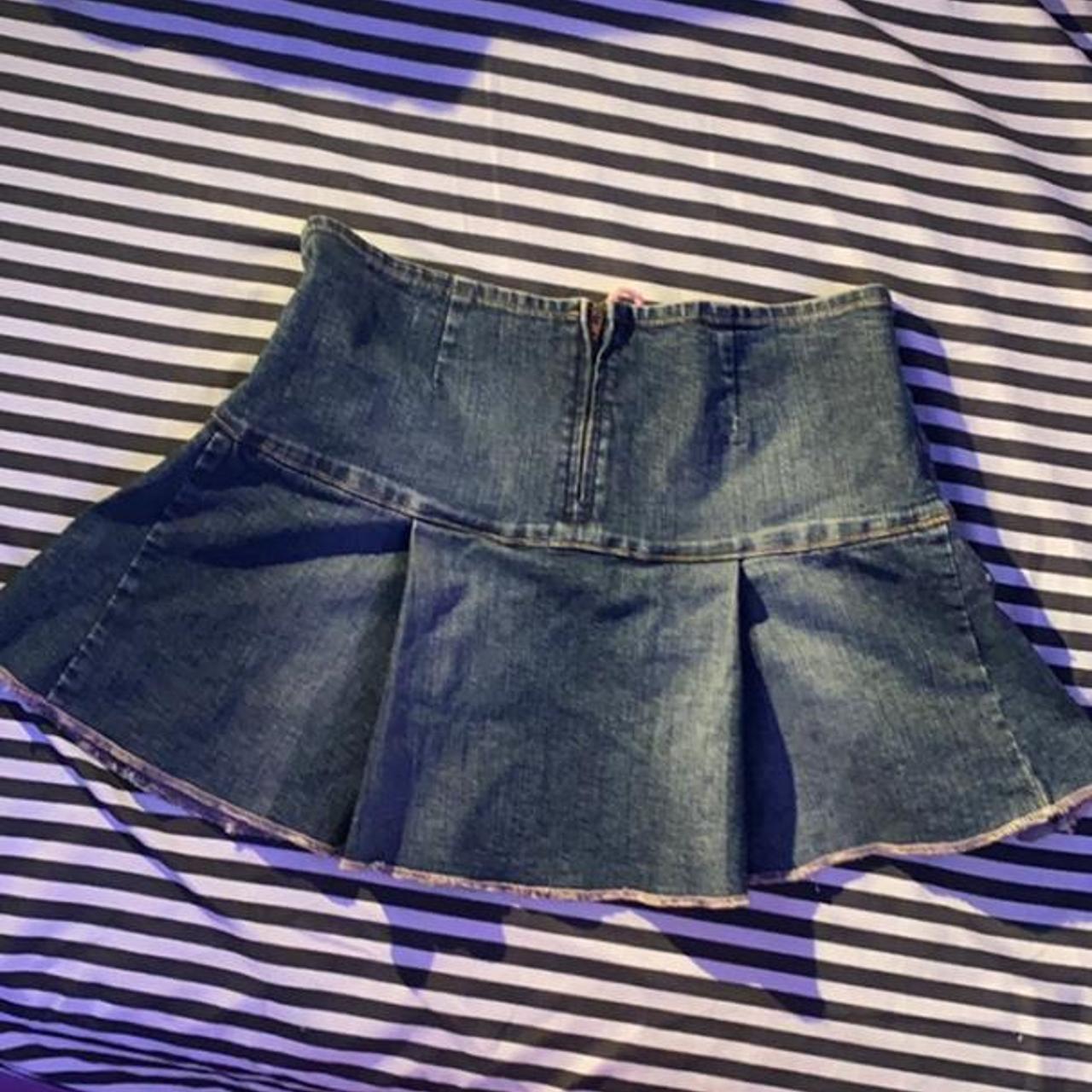 Super Cute Jean Skirt With Pink Stitching In Great Depop