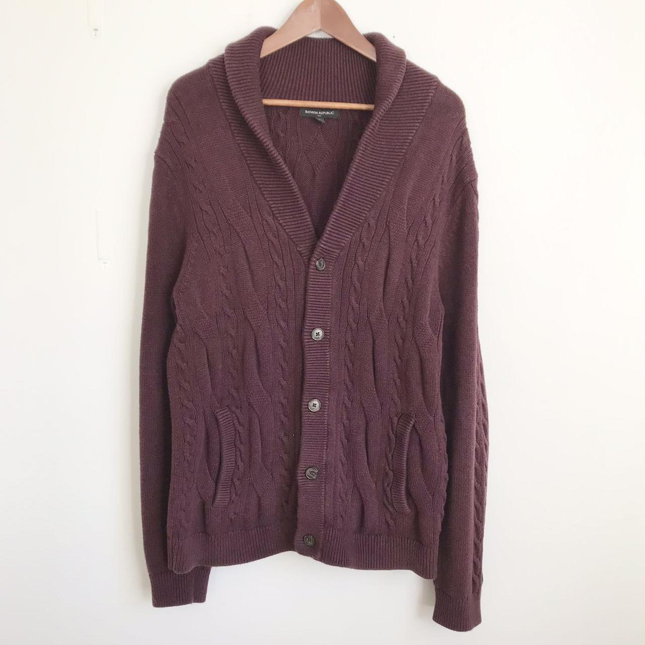 Banana Republic Men's Burgundy Cardigan | Depop