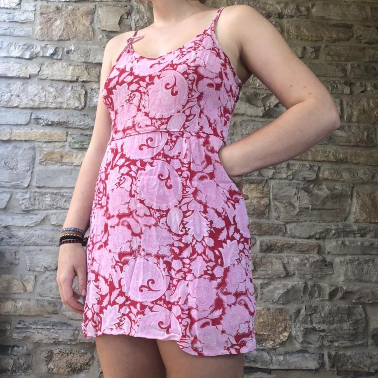 Women's Pink and Red Dress Depop