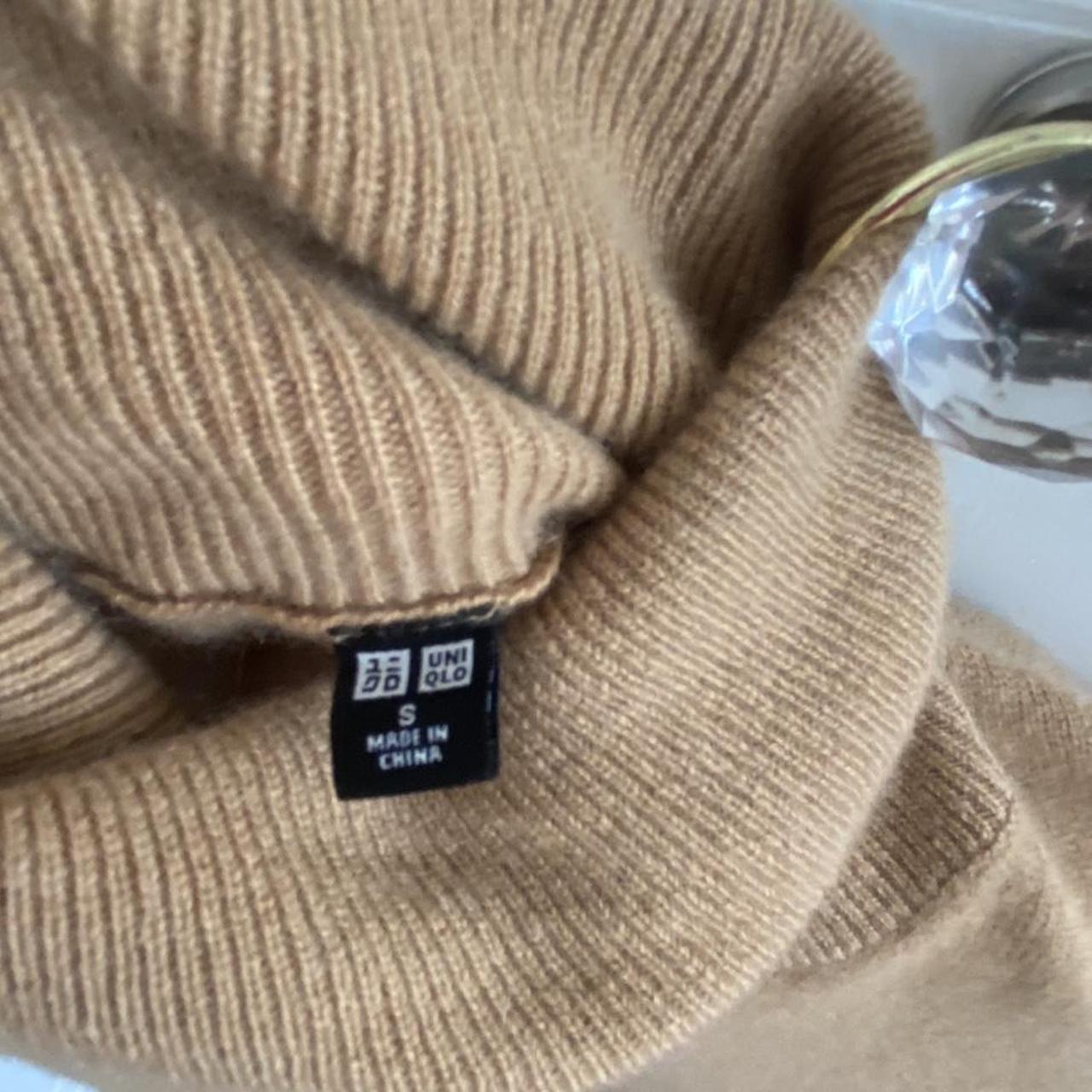 camel cashmere turtle neck by Uniqlo Has the... - Depop