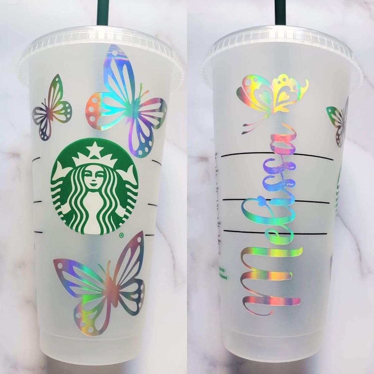 LV x Butterflies Custom Starbucks Cup 🦋💜 For pictures please follow us on  Instagram @dazzlemecups, By Dazzle Me Cups