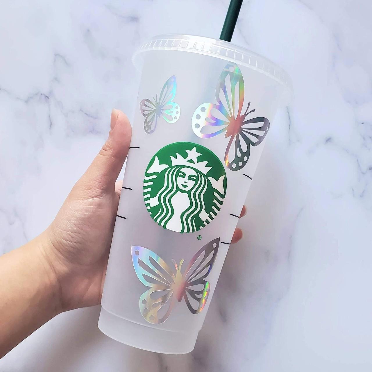 LV x Butterflies Custom Starbucks Cup 🦋💜 For pictures please follow us on  Instagram @dazzlemecups, By Dazzle Me Cups