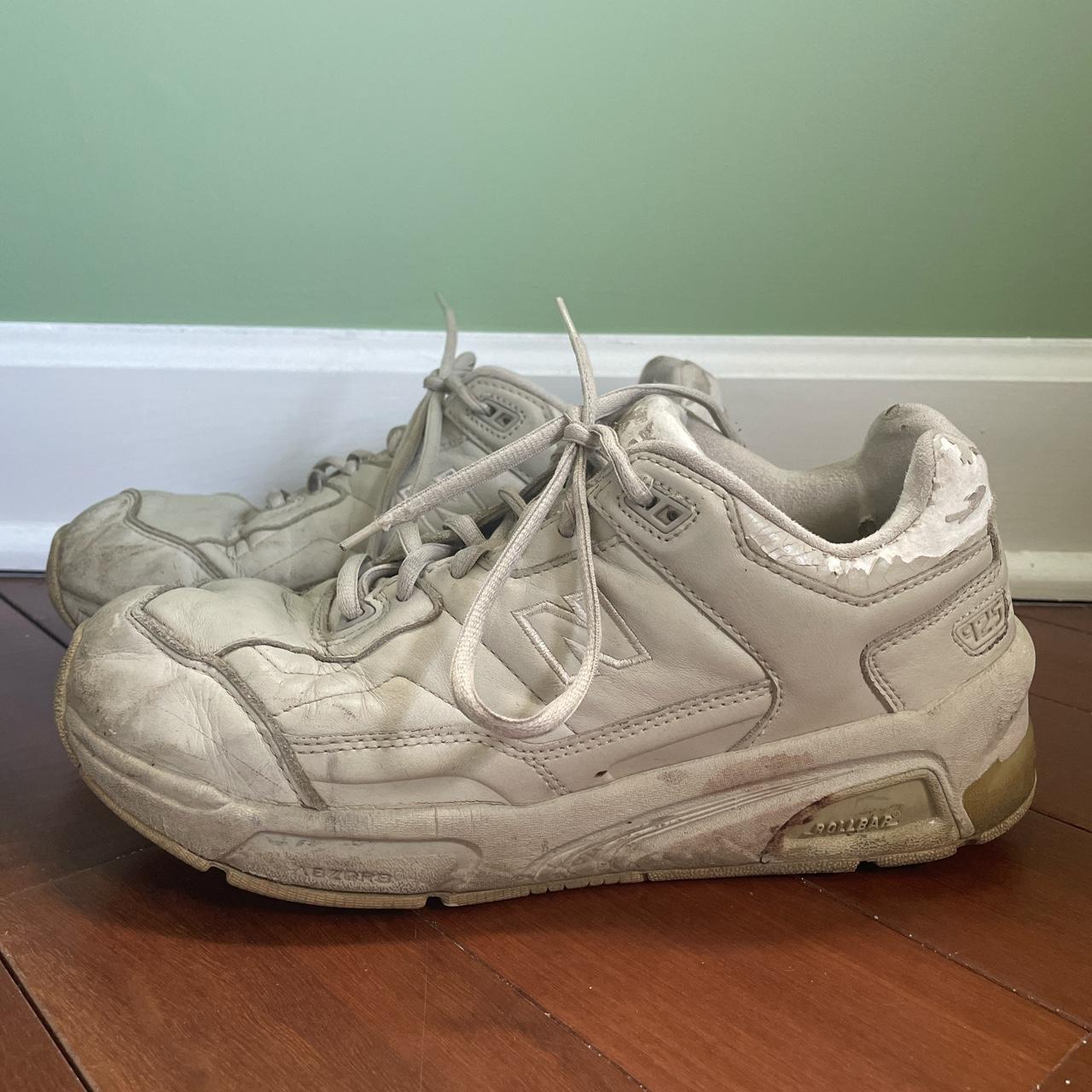 off white new balance dad shoes, chunky and trendy,... Depop