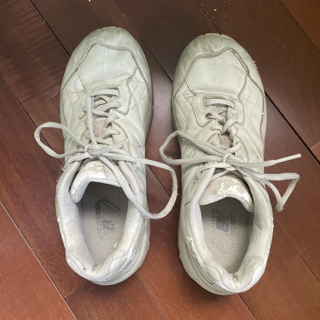 off white new balance dad shoes, chunky and trendy,... - Depop