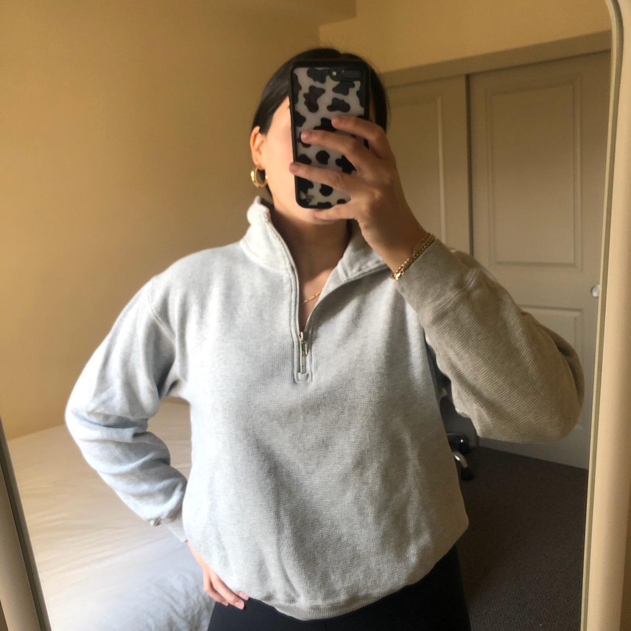 Grey Quarter Zip Brandy Melville Brandy Melville Waffle Knit