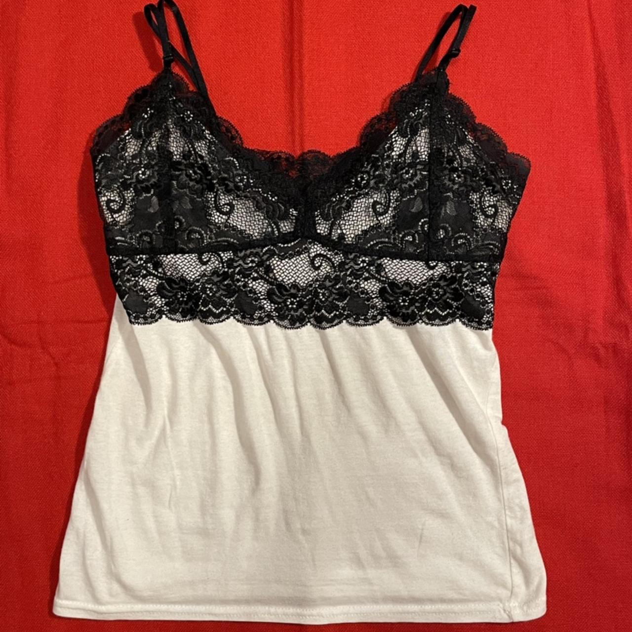 Black & white cami with lace detail 🥀 ️ So dreamy!... - Depop