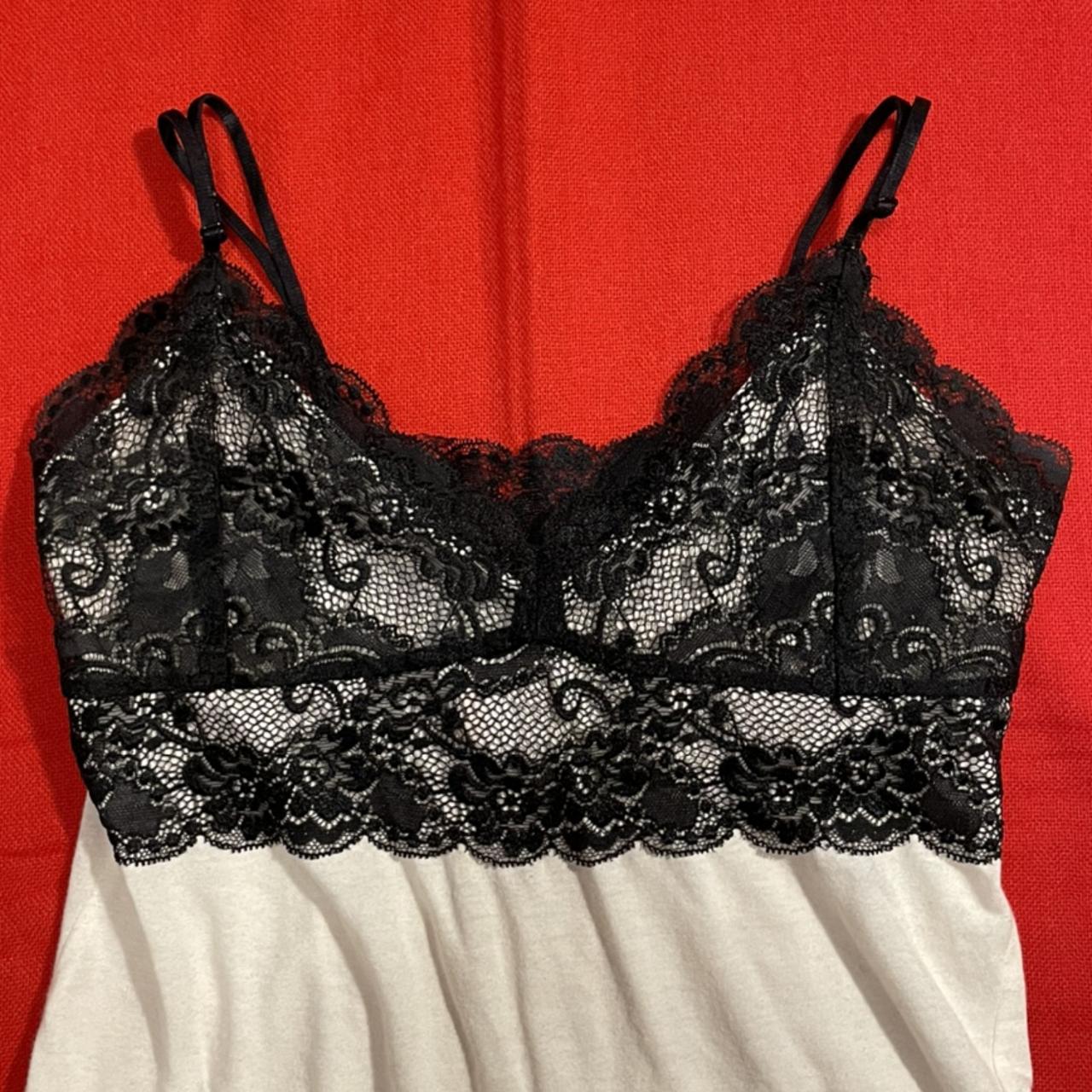 Black & white cami with lace detail 🥀 ️ So dreamy!... - Depop