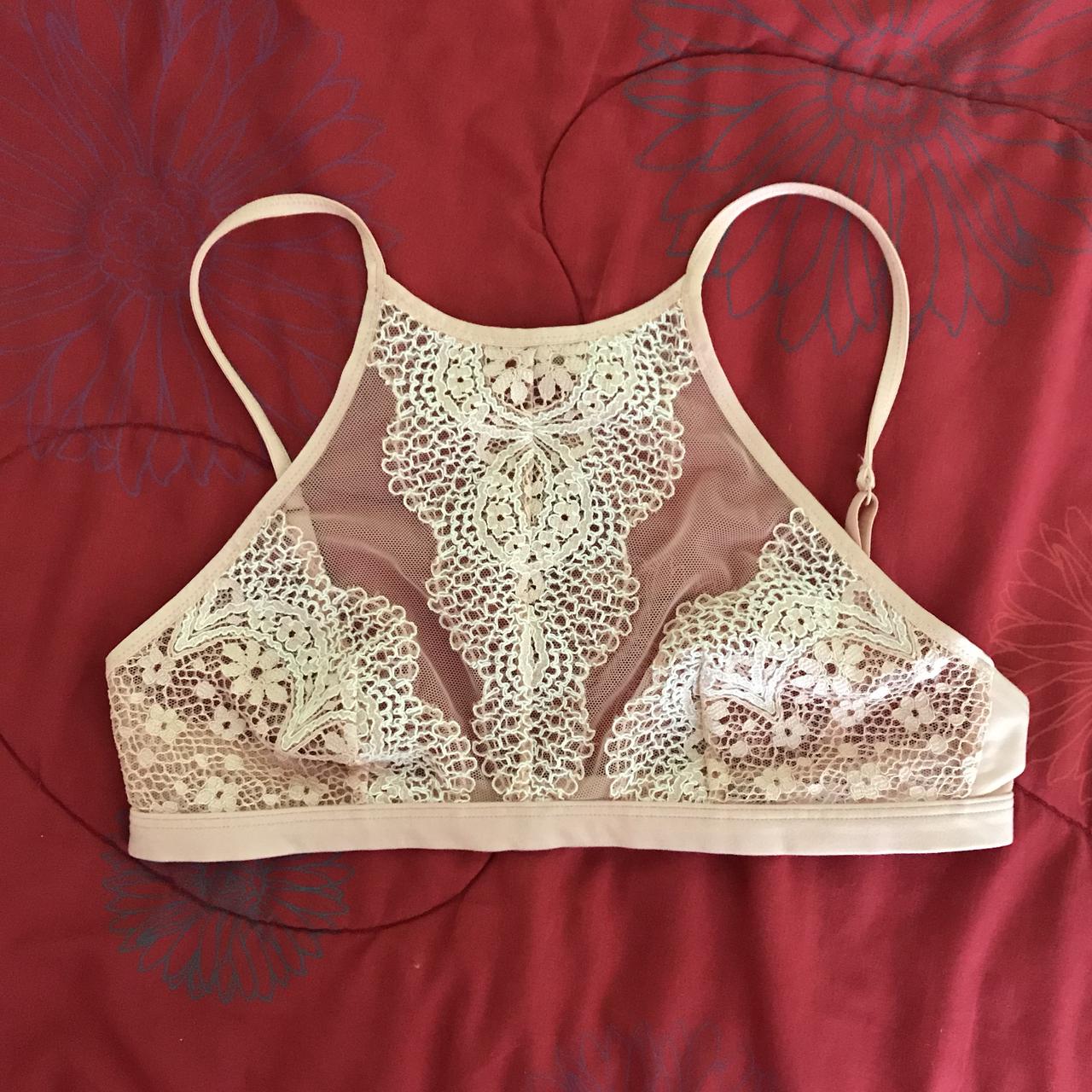 Body by Victoria high neck lace and crochet bralette - Depop