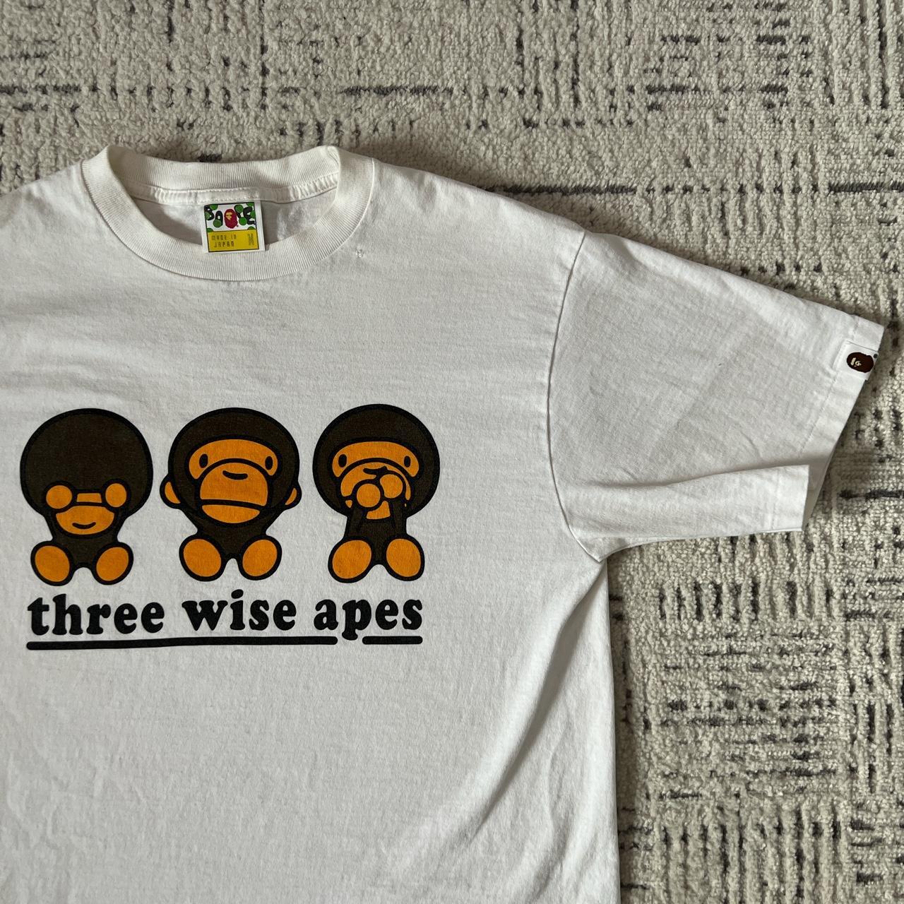 Bape T Shirt - Three Wise Ape Size M Small patched | Depop