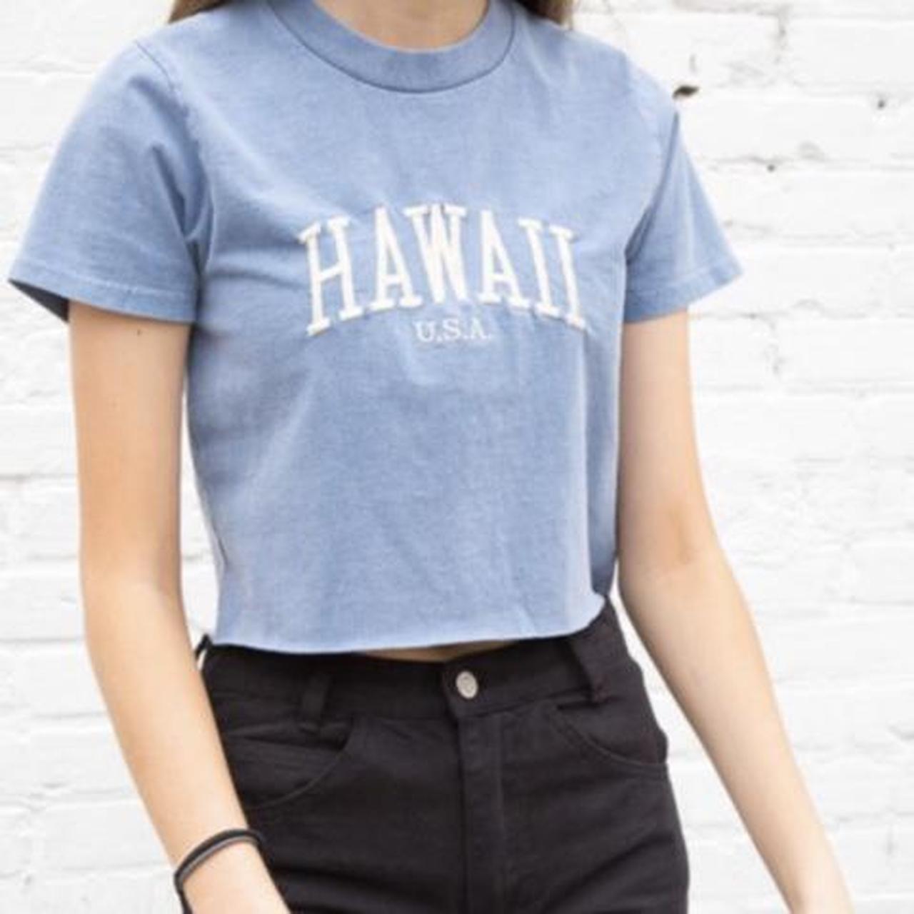 helen hawaii usa top ribbed cotton tee in washed - Depop