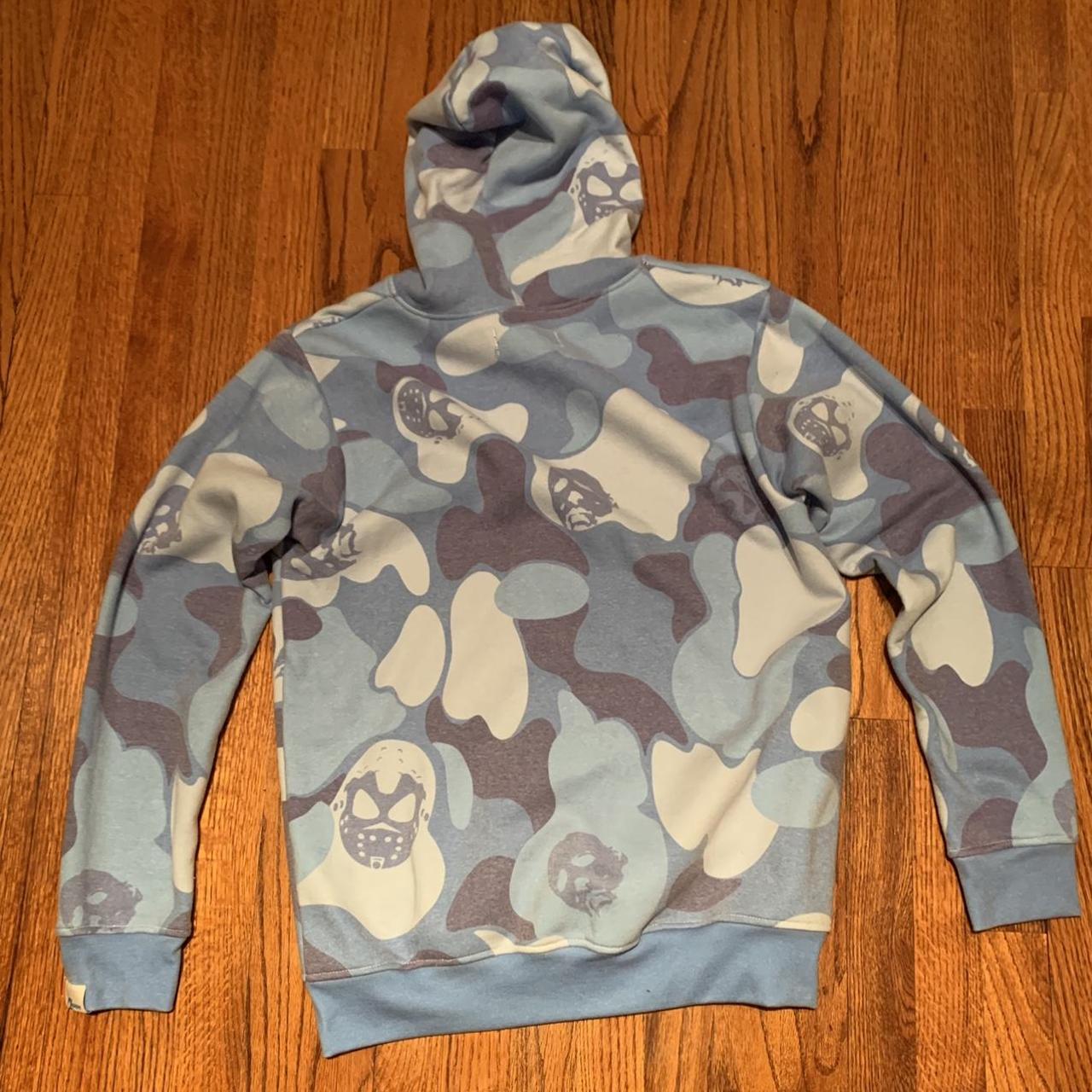 No Lacking Full Zip Up Blue Camo Hoodie Sweater... - Depop