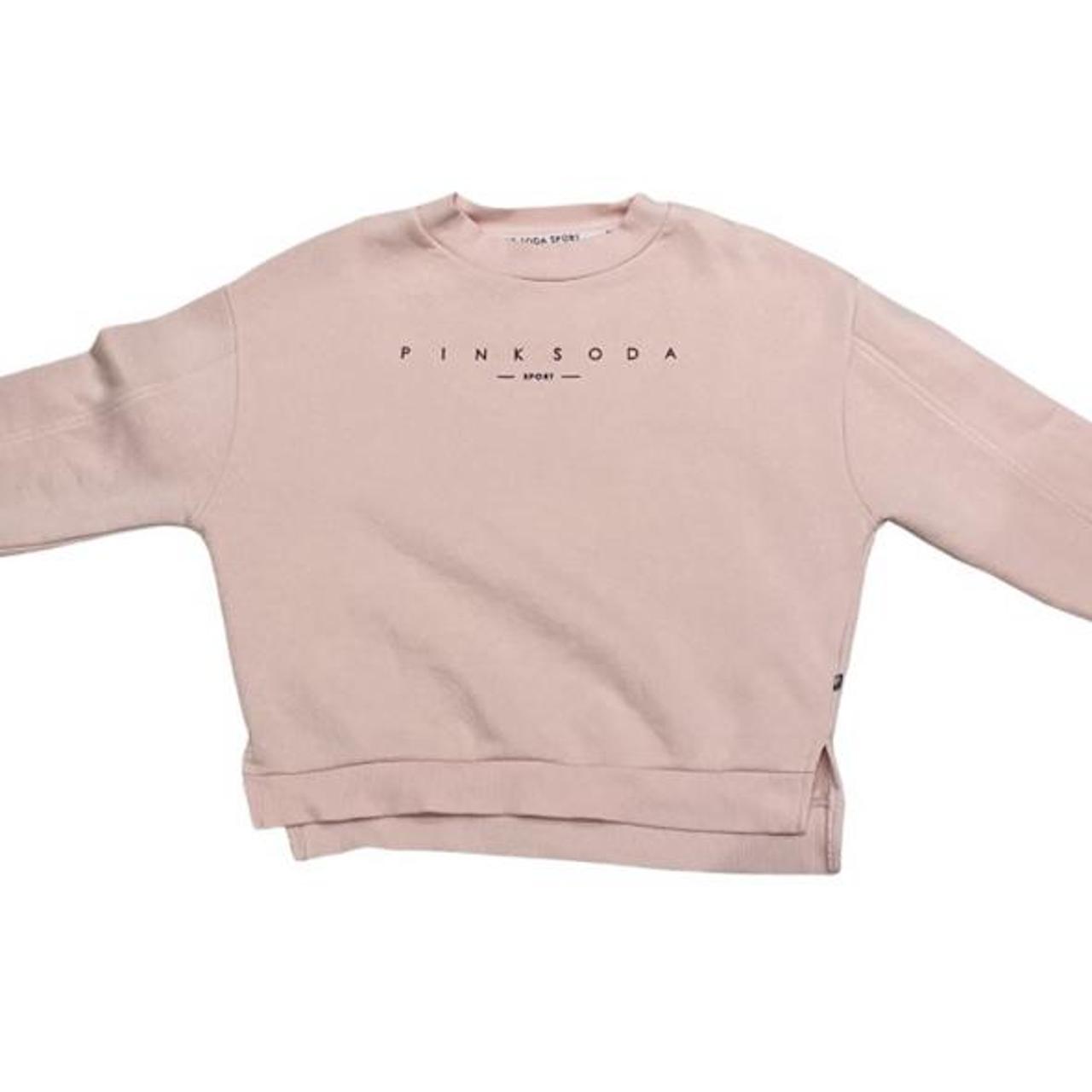 Pink Soda Women's Pink and Black Jumper Depop