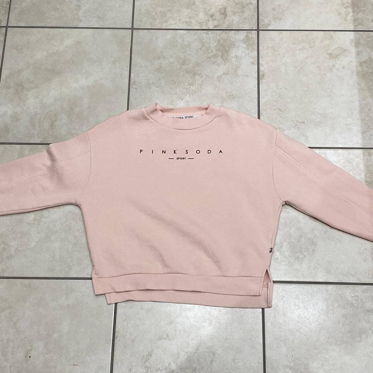 Pink Soda Women's Pink and Black Jumper Depop