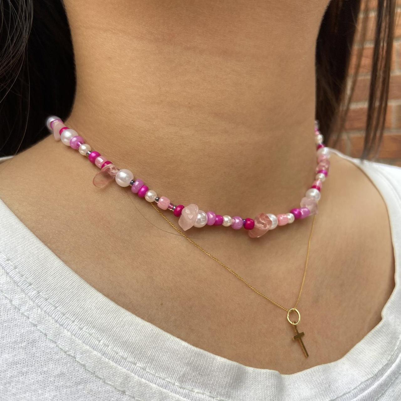 Product Image 2 - handmade beaded pink-combi necklace 💖

gem-stoned