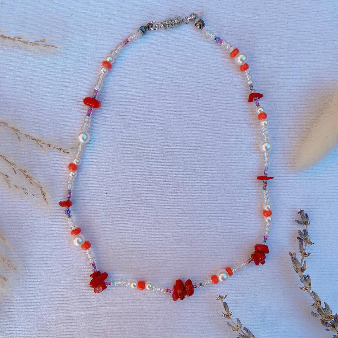 Women's Red and White Jewellery