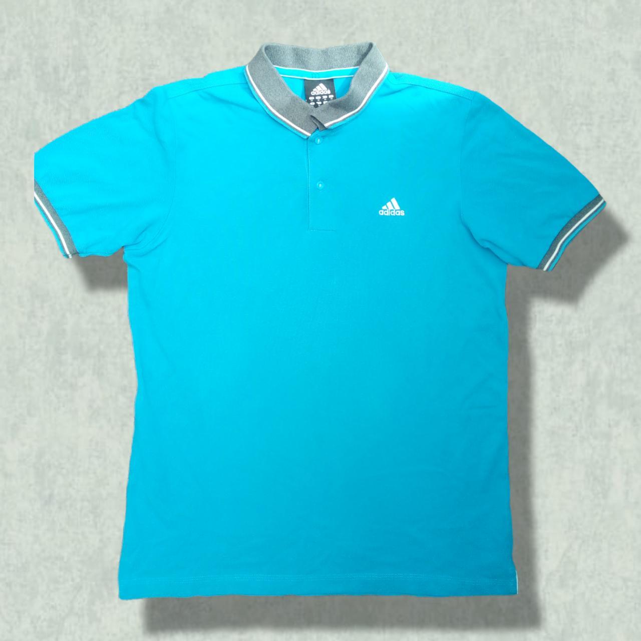 Adidas blue polo shirt Perfect condition Has no... - Depop