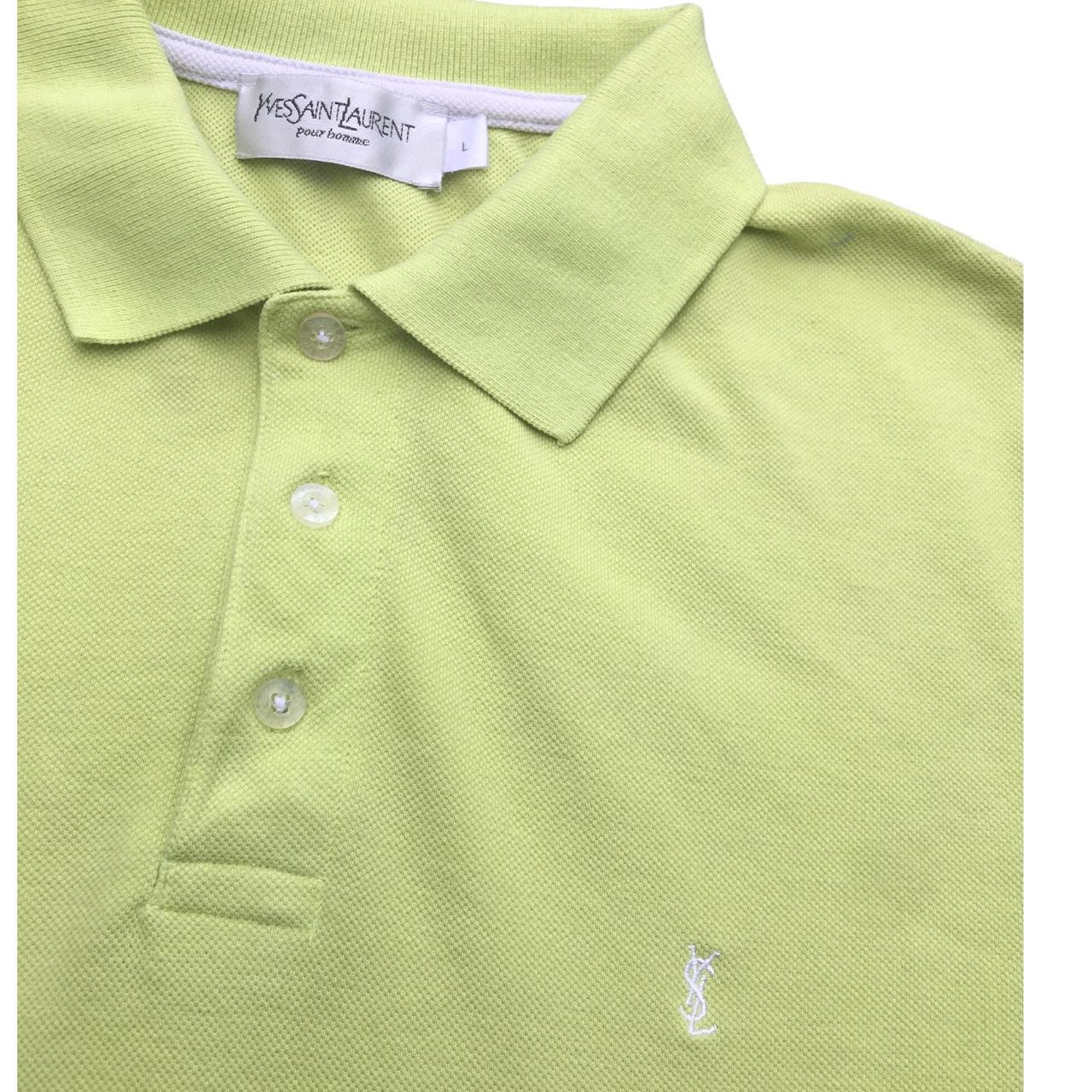 Yves Saint Laurent Men's Green and Yellow Polo-shirts | Depop