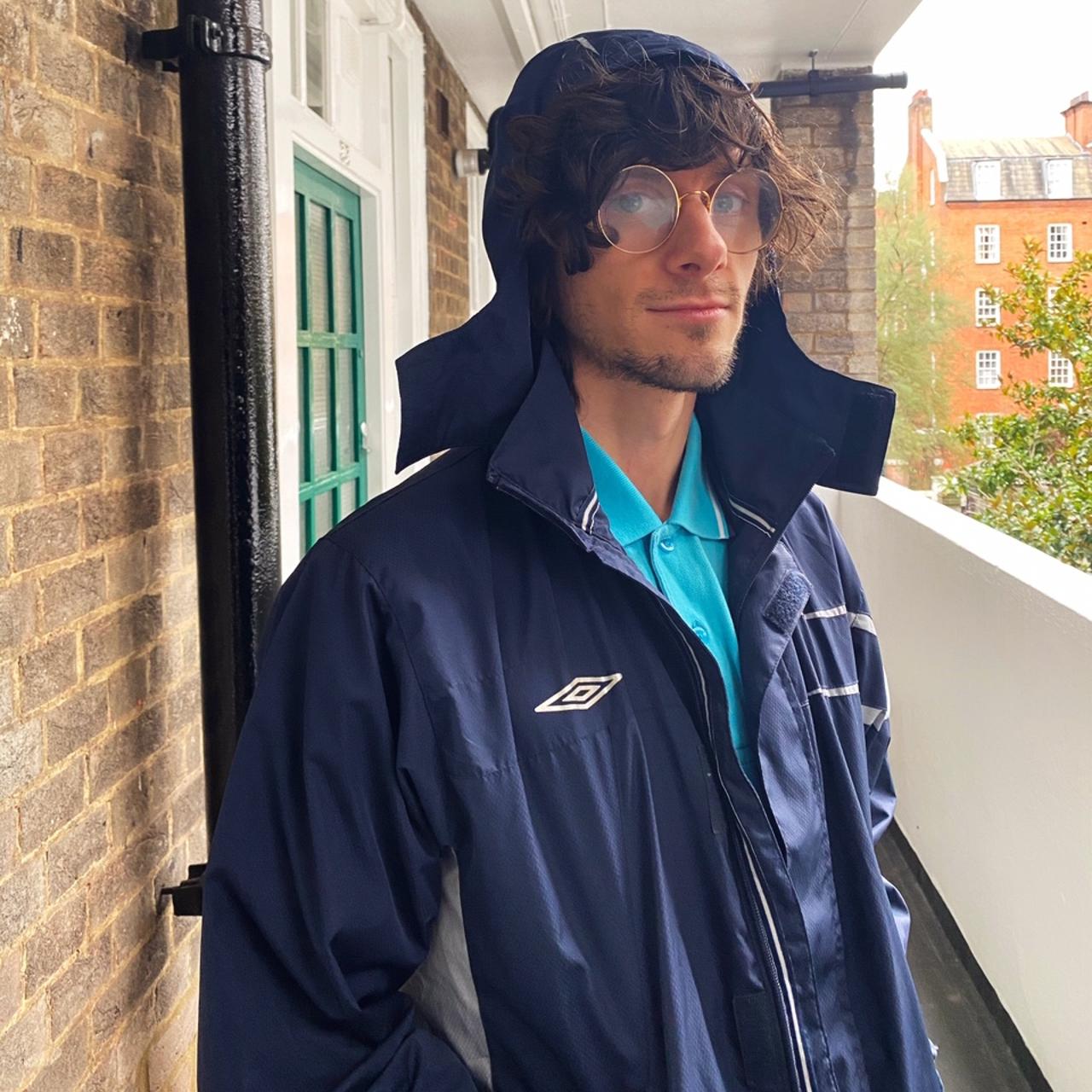 Umbro navy blue windbreaker jacket with grey Depop