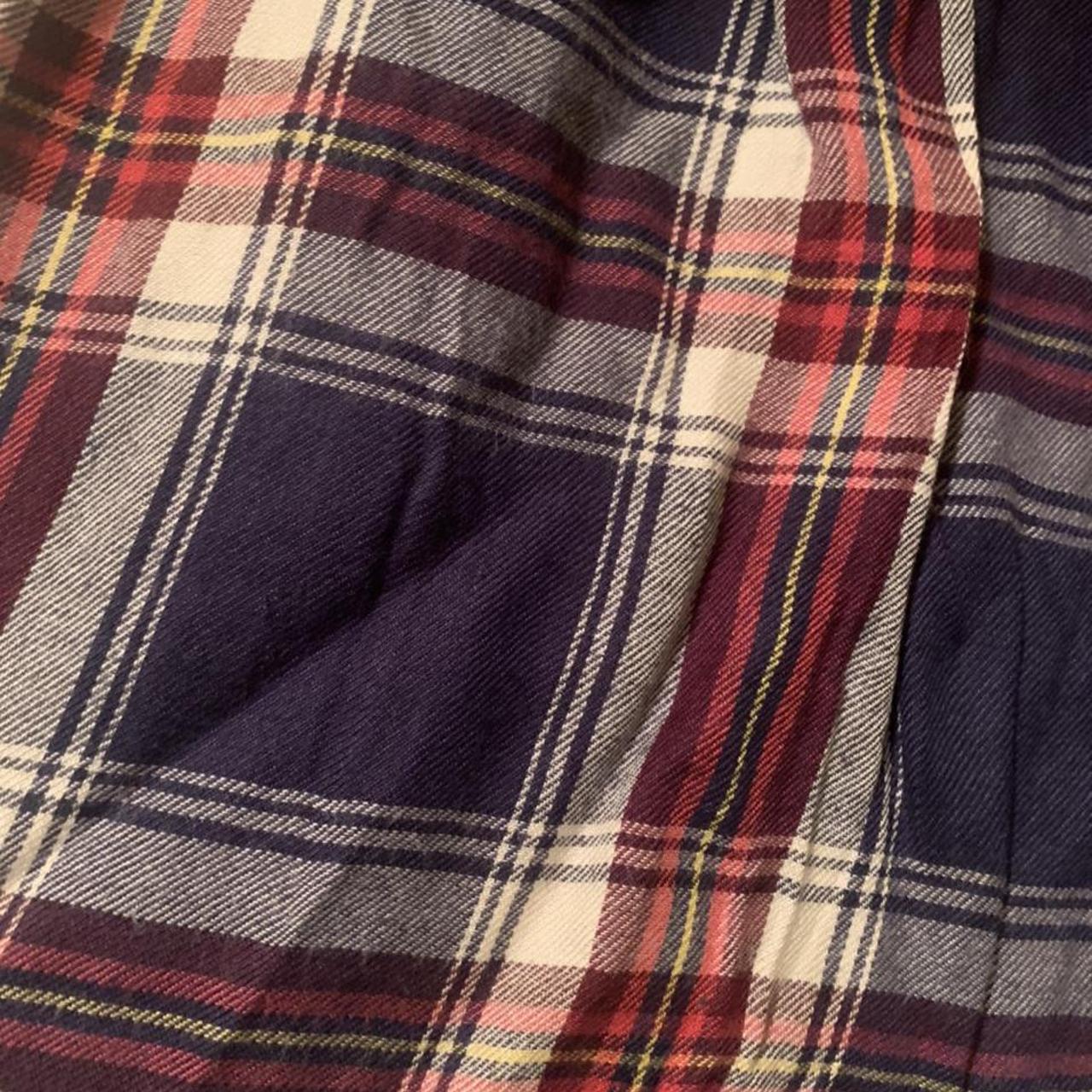 Abercrombie & Fitch tartan plaid navy and red mini... - Depop