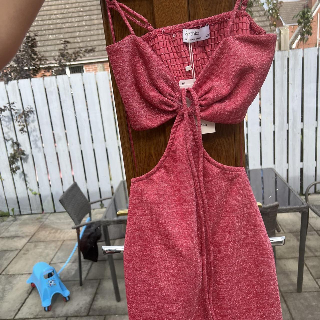 bershka glitter pink dress brand new with tags size... Depop