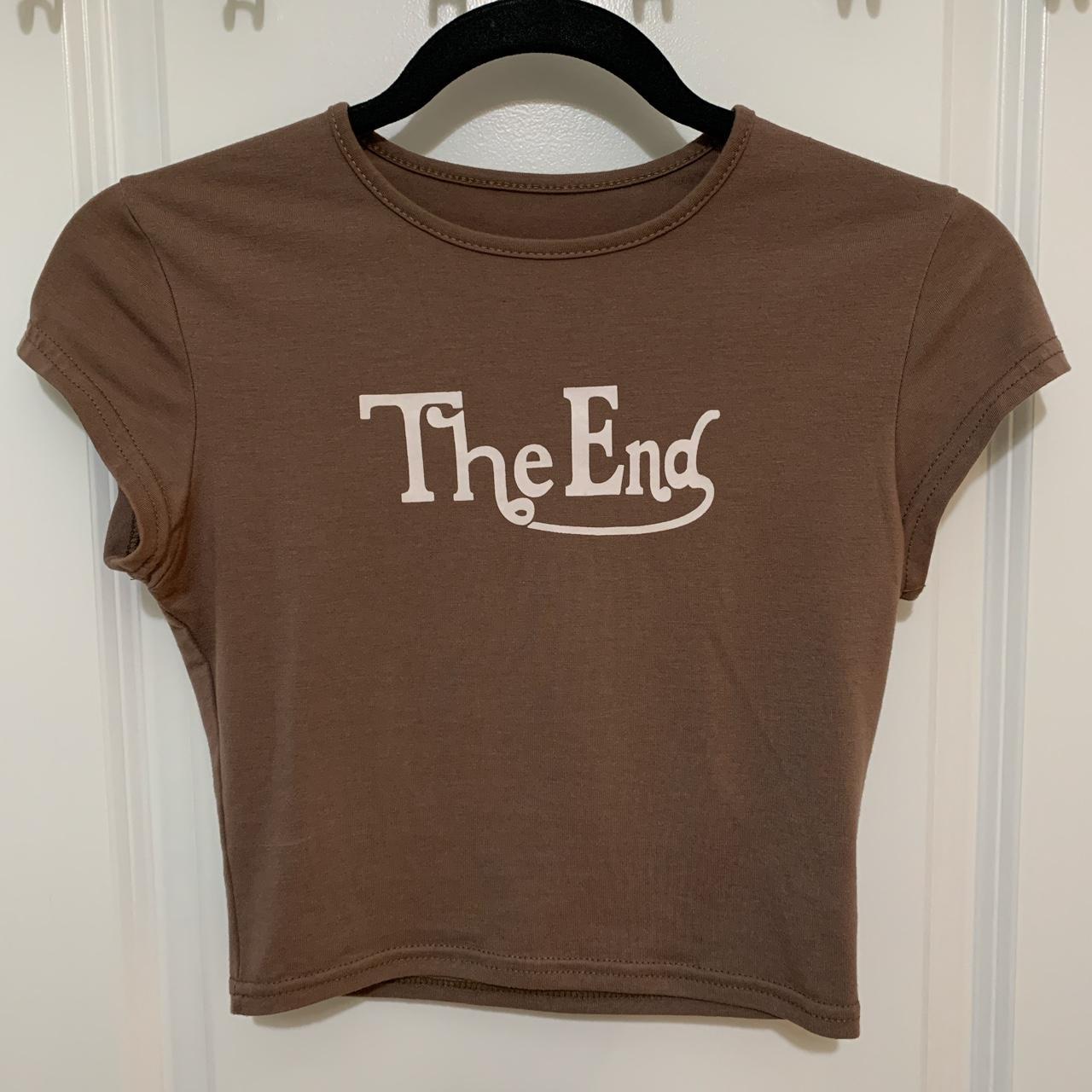 S/M princess polly “the end” brown baby tee (second... - Depop
